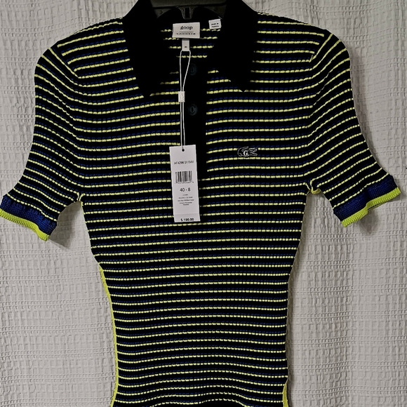 AUTHENTIC LACOSTE X GOOP, WOMEN’S MULTI-COLOR SHORT SLEEVE POLO-SIZE 10 - Picture 4 of 12